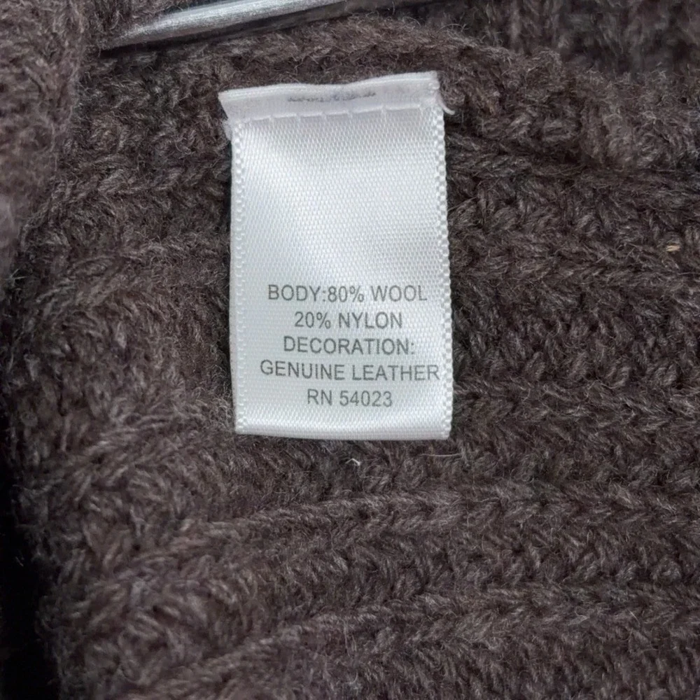 Banana Republic Sweater Men XL Brown Ribbed Full Zip Wool Leather Elbow Patch